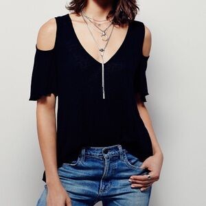 Free People Cold Shoulder Bittersweet Tee